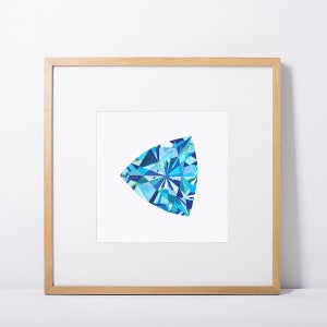 Gem No. 9, gem print, watercolor print, watercolor art, watercolor diamond, diamond print, gemstone print, gemstone art