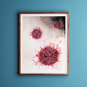 B cells, science art, science print, medical art, virology, watercolor print, medical print, medical art, immunology, biology art, gift