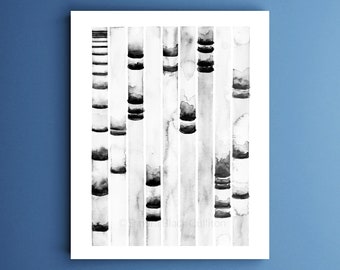 Electrophoresis 11, DNA, science art, science print, genetics, biology, dna art, genetics print, science gift, watercolor print, protein