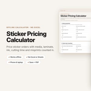 Sticker Pricing Calculator for Sticker Shops, Offline Cost and Profit Tool