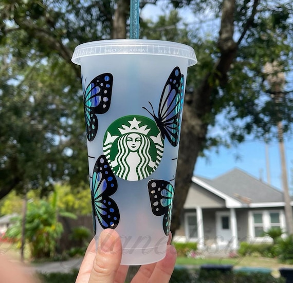1 Starbucks butterfly Venti Reusable Iced Cold Coffee Cup -SAME