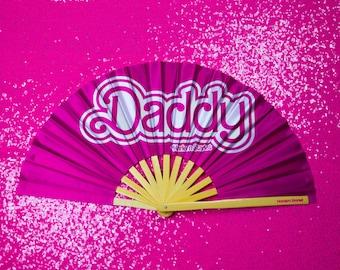 Abanico plegable Pink Daddy, abanico Bamboo Clack, abanico Daddy, abanico divertido para fiestas rave, abanico de mano para festivales, abanico Drag, abanico gay, accesorios del Orgullo
