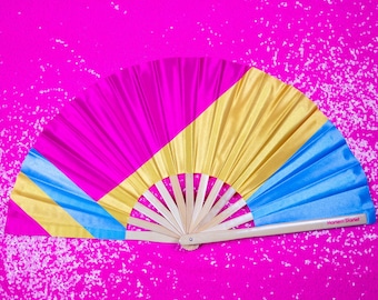 Pansexual Pride Folding Fan, Original Pansexual Fan Design, Bamboo Clack Fan, LGBTQ Pride Fan, Festival Hand Fan, Rave Fan, Drag Fan