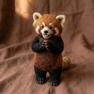 Cute Red Panda Needle Felting Kit for Beginners | Wool Roving+Step Guide, DIY Project, Stress Relief Hobby, Birthday Present