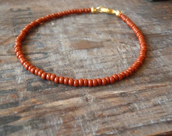 terracotta anklet | rust brown | earthy jewellery