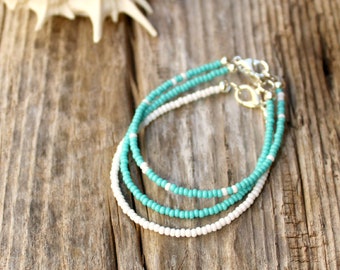 sea foam and white bracelet trio | boho beach | bracelet stack | ocean colours | set of three