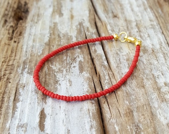 red bracelet | beach wear | matte finish with gold clasp