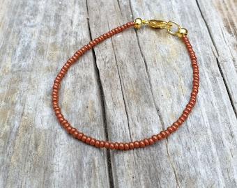 simple terracotta bracelet | rust brown | rich cinnamon | earth colours