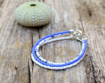 blue and white bracelet trio | boho beach | bracelet stack | ocean colours | set of three