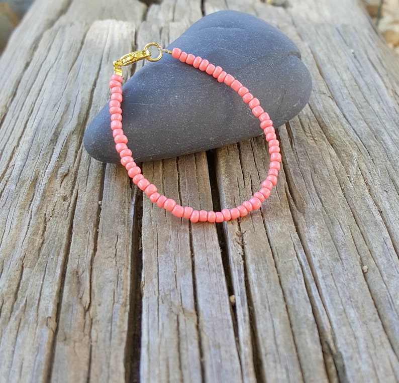 pink coral bracelet boho beach vacation wear soft pink image 2