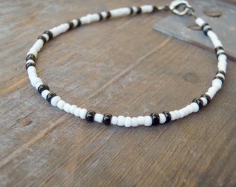 black and white anklet | monotone beach | surfing jewellery