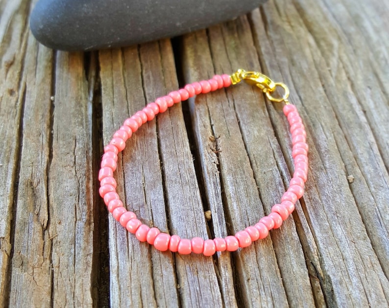 pink coral bracelet boho beach vacation wear soft pink image 1