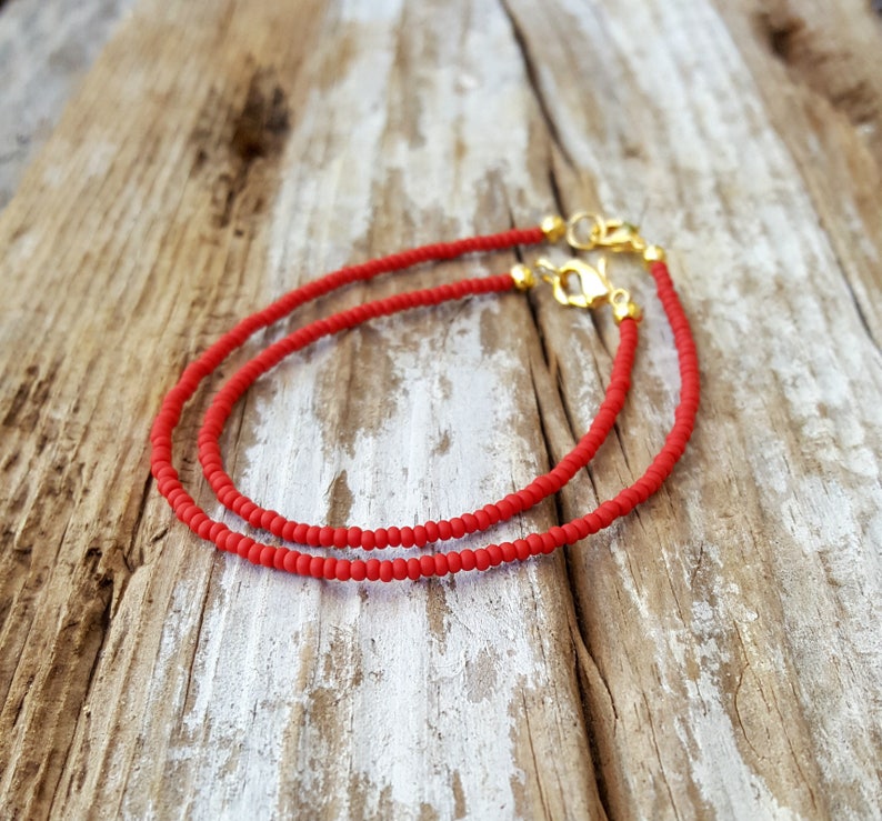 red bracelet beach wear matte finish with gold clasp image 3