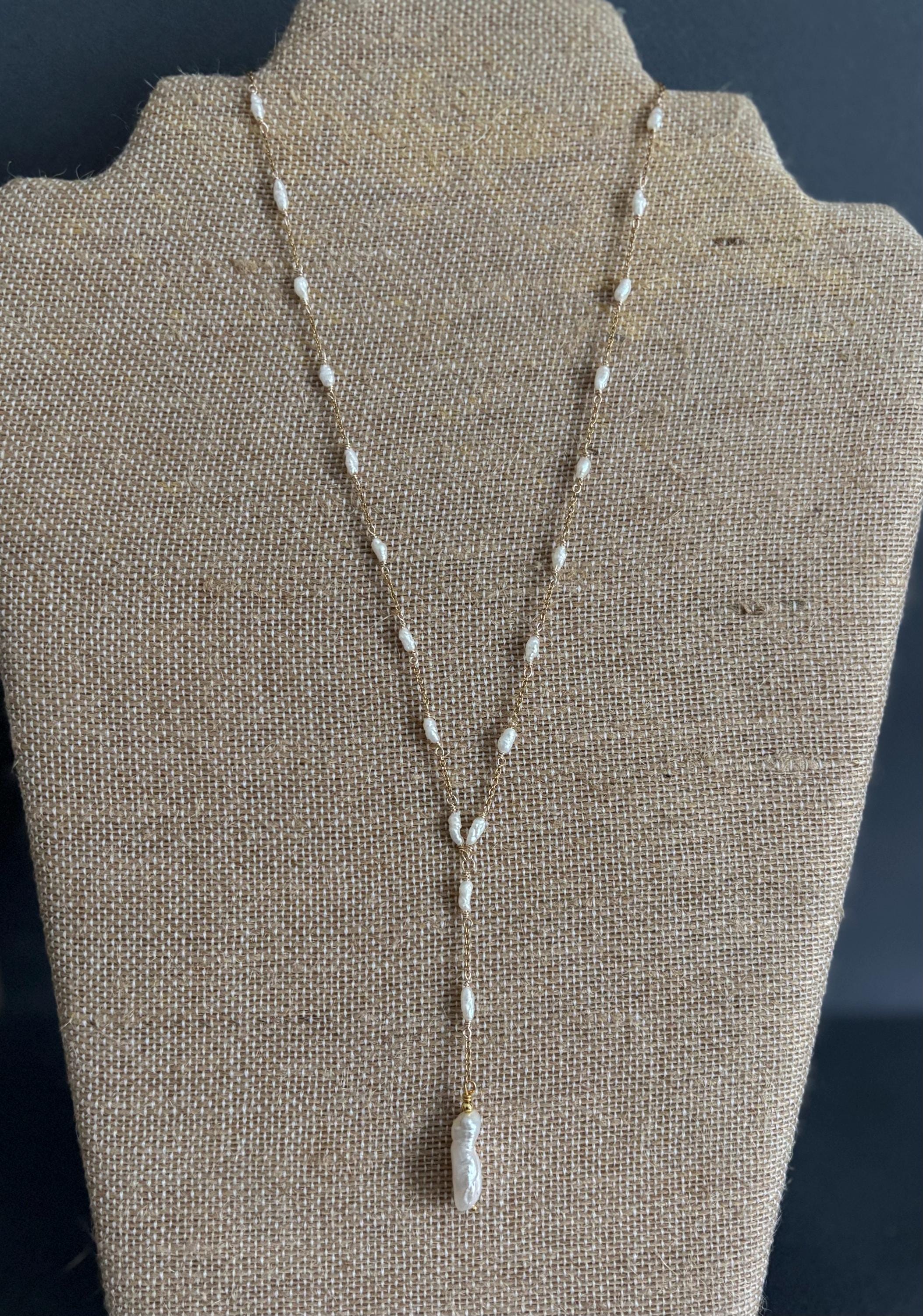 1 Long Necklace With Semi Precious Stone Amethyst Gold Plate 