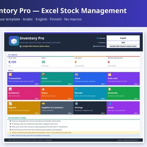 Inventory Spreadsheet Excel Template, Stock Management Tracker, Small Business Inventory Dashboard, Reorder & Expiry Alerts, Barcode