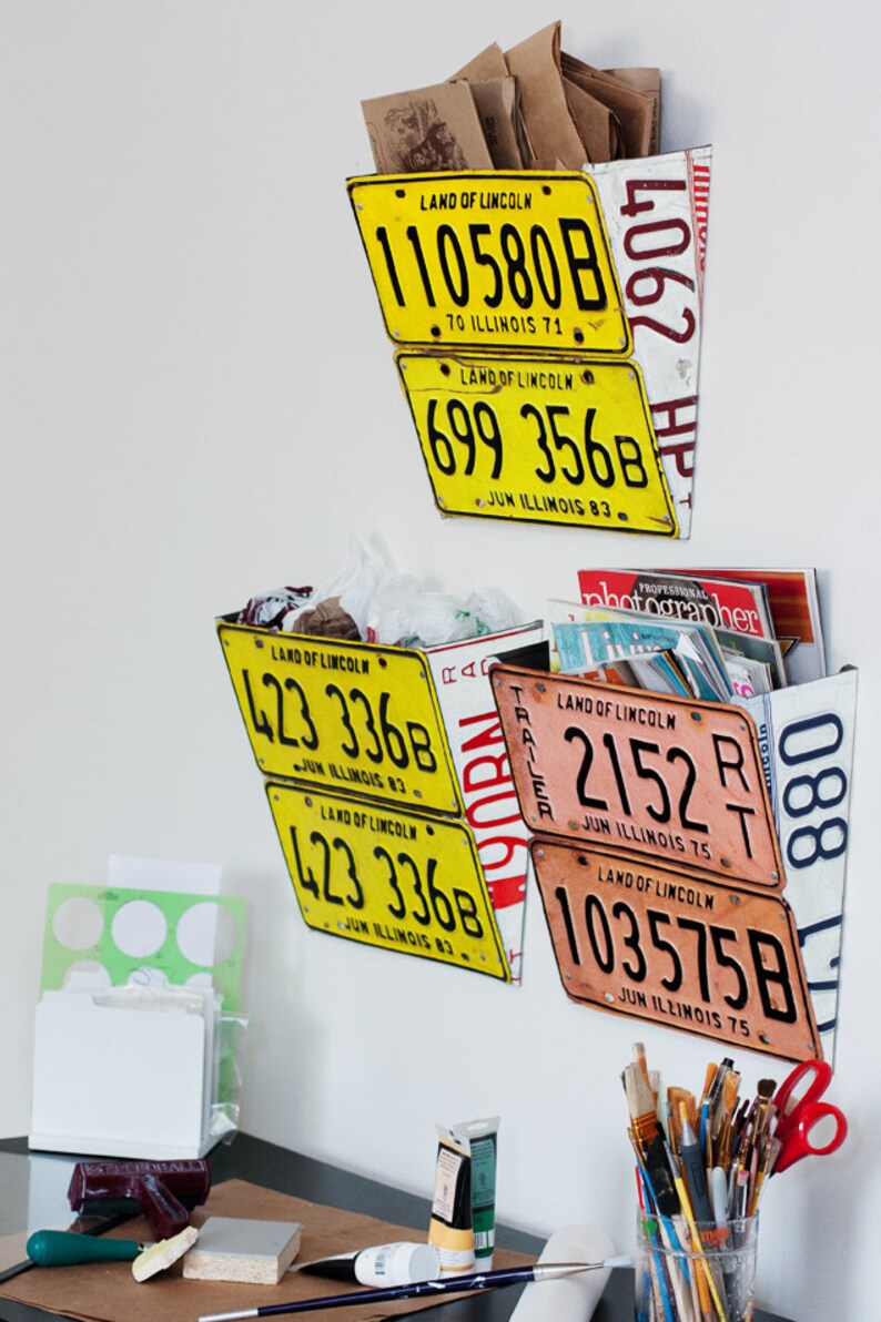 License Plate Wall Organizer ORANGE Etsy