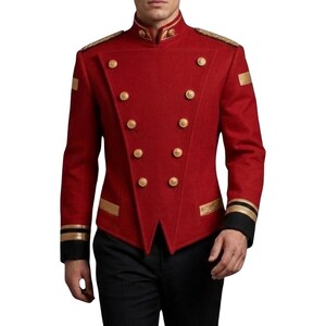 Custom Victorian Military Wool Coat for Men, Doorman Cosplay Costume, Deadlock Inspired Jacket, Steampunk Royal Guard Coat