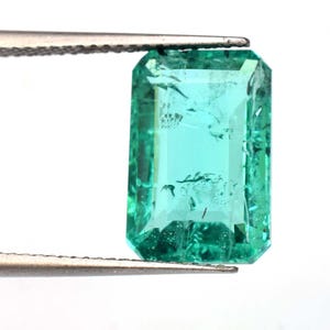 Lab Grown Green Emerald 5.45 Ct, AAA Quality Emerald Cut Loose Gemstone Faceted Green Stone for Ring Jewelry Making