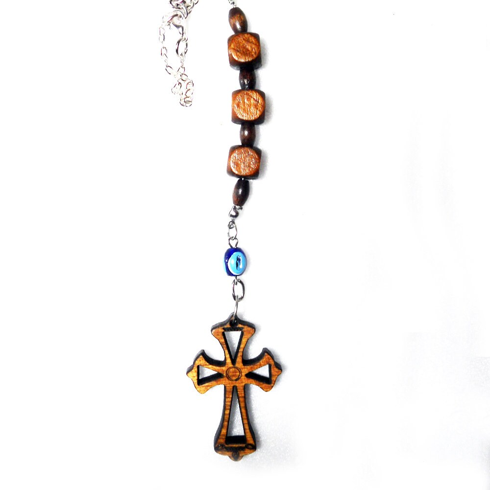 Rear view mirror charm cross car Evil eye ornament christian Etsy