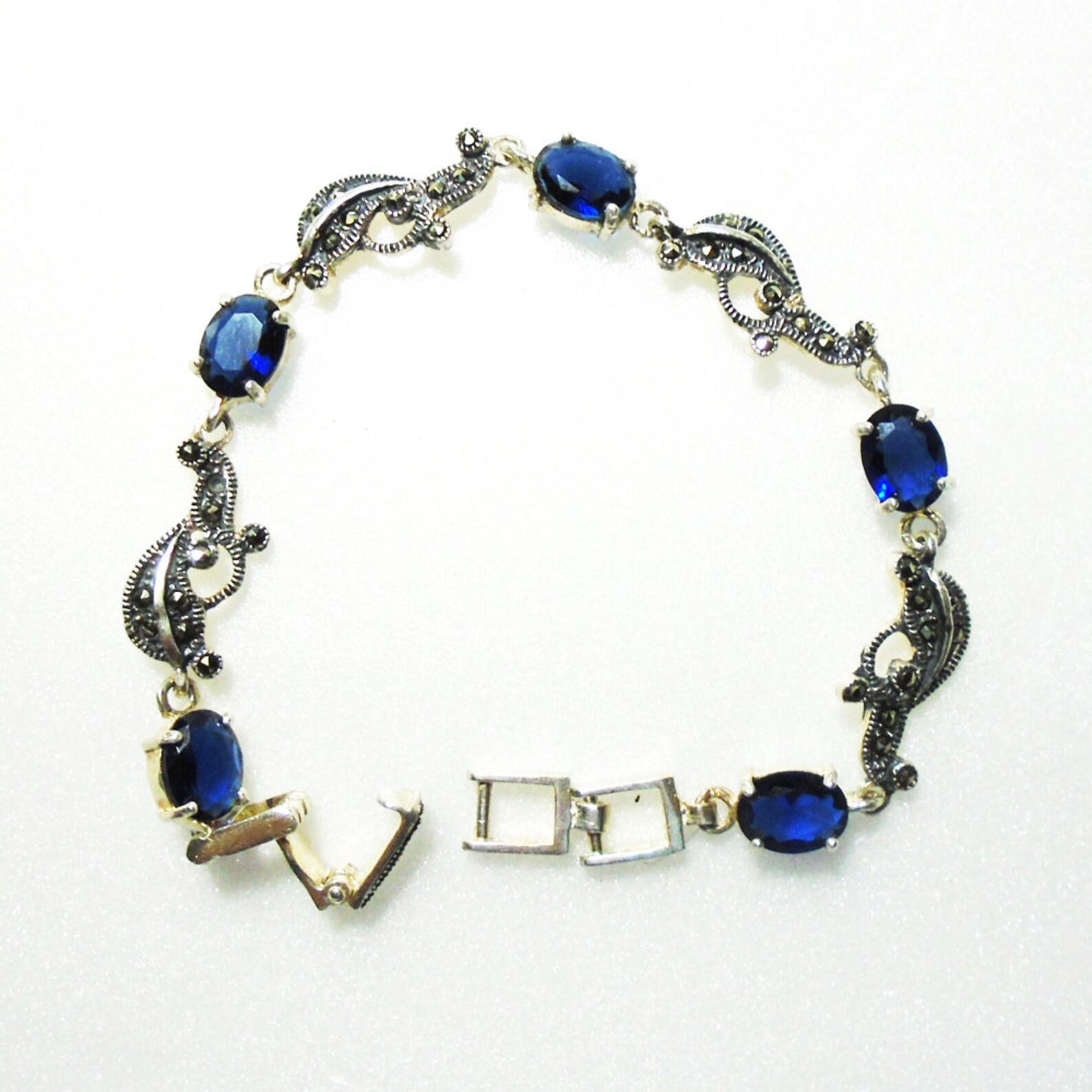 Sterling Silver Blue Stones Bracelet for Women Christmas Etsy