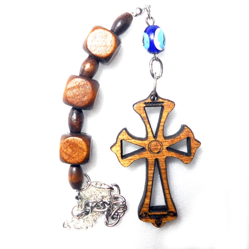 Rear View Mirror Charm Cross Car Evil Eye Ornament Christian Etsy