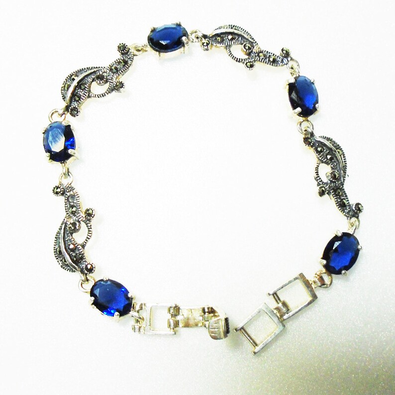 Sterling Silver Blue Stones Bracelet for Women Christmas Etsy
