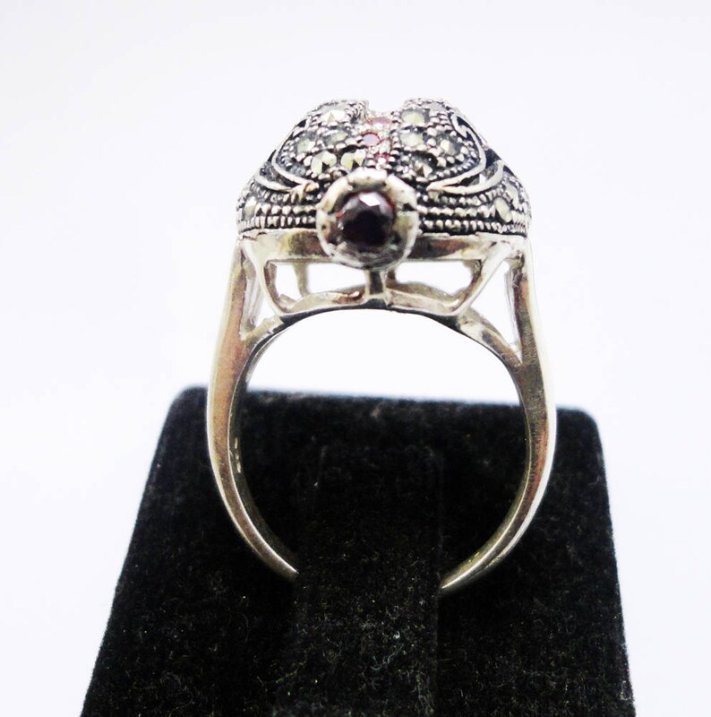 boho ring hand made silver ring Pomegranate ring statement gift women garnet stones filigree rings Armenian art garnet ring