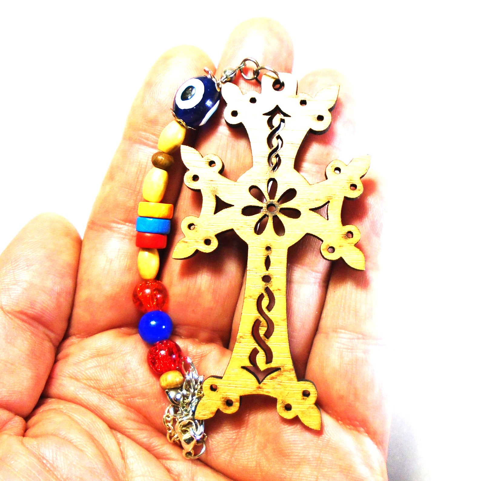 Rear View Mirror Charm Cross Christian Wooden Armenian Cross Etsy
