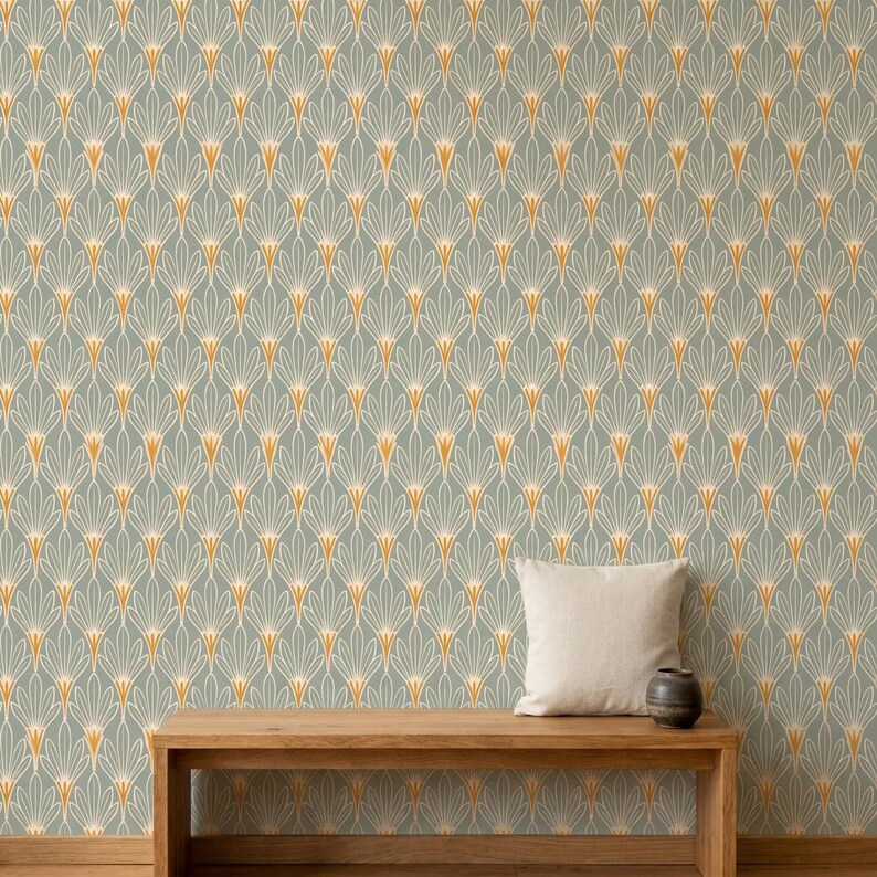 Beige Cloud Wallpaper, Vintage Sky and Woodland Pattern, Peel and Stick ...
