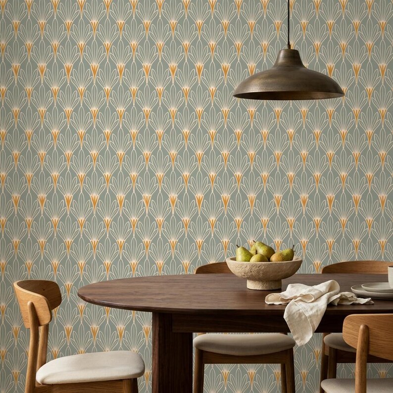 Beige Cloud Wallpaper, Vintage Sky and Woodland Pattern, Peel and Stick ...