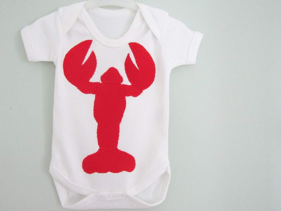 Lobster Baby Bodysuit Personalised Lobster Baby Clothes Trendy Baby