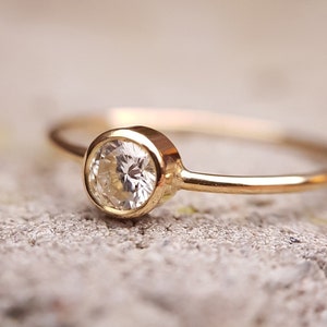 14k Diamond solid gold ring, engagement ring, wedding ring, diamond ring, .24ct diamond, dainty ring, minimalist jewelry, unique jewelry image 1