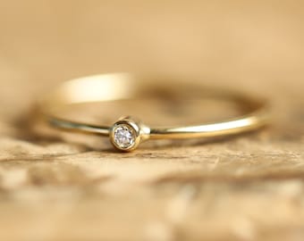 Thin engagement ring, 14k Diamond solid gold ring, engagement ring, wedding ring, diamond ring, personalized jewelry, dainty diamond ring