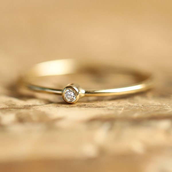 Thin engagement ring, 14k Diamond solid gold ring, engagement ring, wedding ring, diamond ring, personalized jewelry, dainty diamond ring