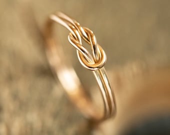 Love knot ring, Celtic knot ring, best friend ring, knuckle ring, Bridesmaids gift, Friendship ring, Sterling silver or solid gold, Handmade