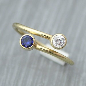 Birthstone Ring, 14K solid gold, Personalized ring, Birthstones, Birthstones jewelry, Adjustable ring, Personalized jewelry, Handmade image 5