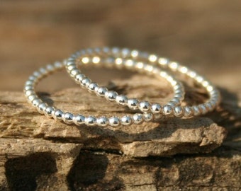 TWO Beats Rings, tiny stacking rings, gift for girlfriend, double rings