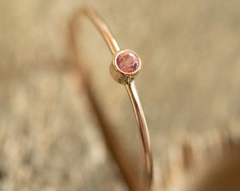 Minimalist ring, ONE delicate ring with a natural rose Tourmaline, personalized ring, minimalist jewelry, rose tourmaline ring, dainty ring