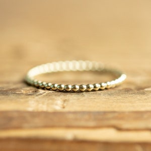 Custom 14kt SOLID gold ring, Beated Ring, Bohemian jewelry, pinky ring, gift for girlfriend, dainty ring, knuckle ring