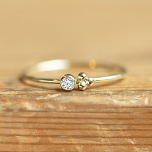 Minimalist ring, small Diamond ring, engagement ring, wedding ring, minimalist jewelry, tiny diamond ring, thin stacking ring, moon and star