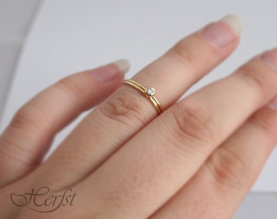 14kgf リング2個set◝✩ Stacking Ring Set, Two Rings, 14k Diamond Solid Gold Ring