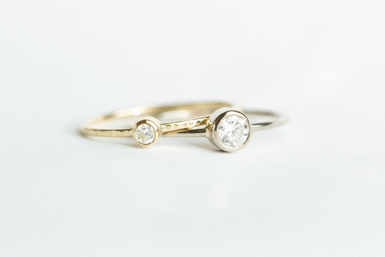 14k Diamond solid gold ring, engagement ring, wedding ring, diamond ring, .24ct diamond, dainty ring, minimalist jewelry, unique jewelry image 10