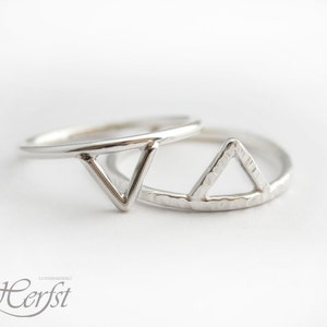 Triangle Shape Ring, Sterling Silver Triangle Ring, Stacking Ring, Midi ...