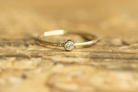 Dainty engagement ring, delicate ring, diamond ring, hammered ring, stacking ring, minimalist ring, minimalist jewelry, thin stacking rings