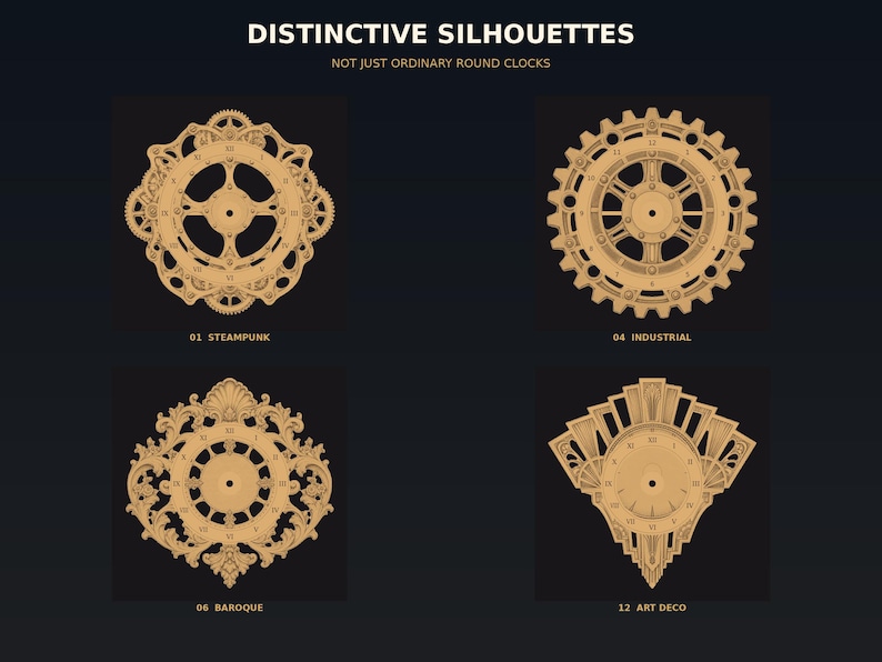 12 Laser Cut Wooden Clock Designs Bundle, DXF SVG PNG Files (digital ...