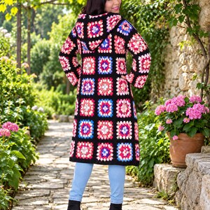 Granny Square Hooded Coat Crochet Pattern, Crochet Hooded Granny Square Cardigan PDF, Boho Granny Square Coat Crochet Pattern