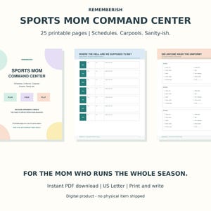 スポーツママ向けプランナー（印刷可能なPDF版）、25ページ構成のファミリースポーツオーガナイザー＆トーナメントチェックリスト