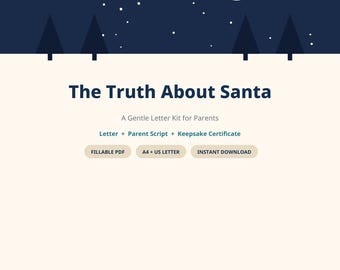 Briefpakket 'De waarheid over de Kerstman', Kerstmanbrief voor ouders, 'Nu ben jij de Kerstman'-certificaat, Ouderscript, Geloof en seculier, Invulbaar PDF-bestand