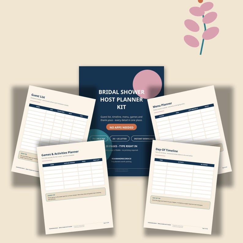 Bridal Shower Planner Checklist Fillable PDF | Host Planning Kit ...