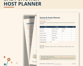 Babyshowerplanner, invulbaar PDF-bestand — Checklist voor de gastheer/gastvrouw, tijdschema, gastenlijst en budget, geen app nodig